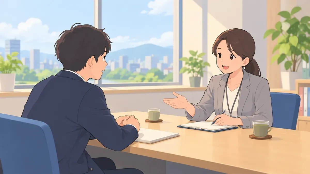 無料の相談窓口に話を聞いてもらう場面